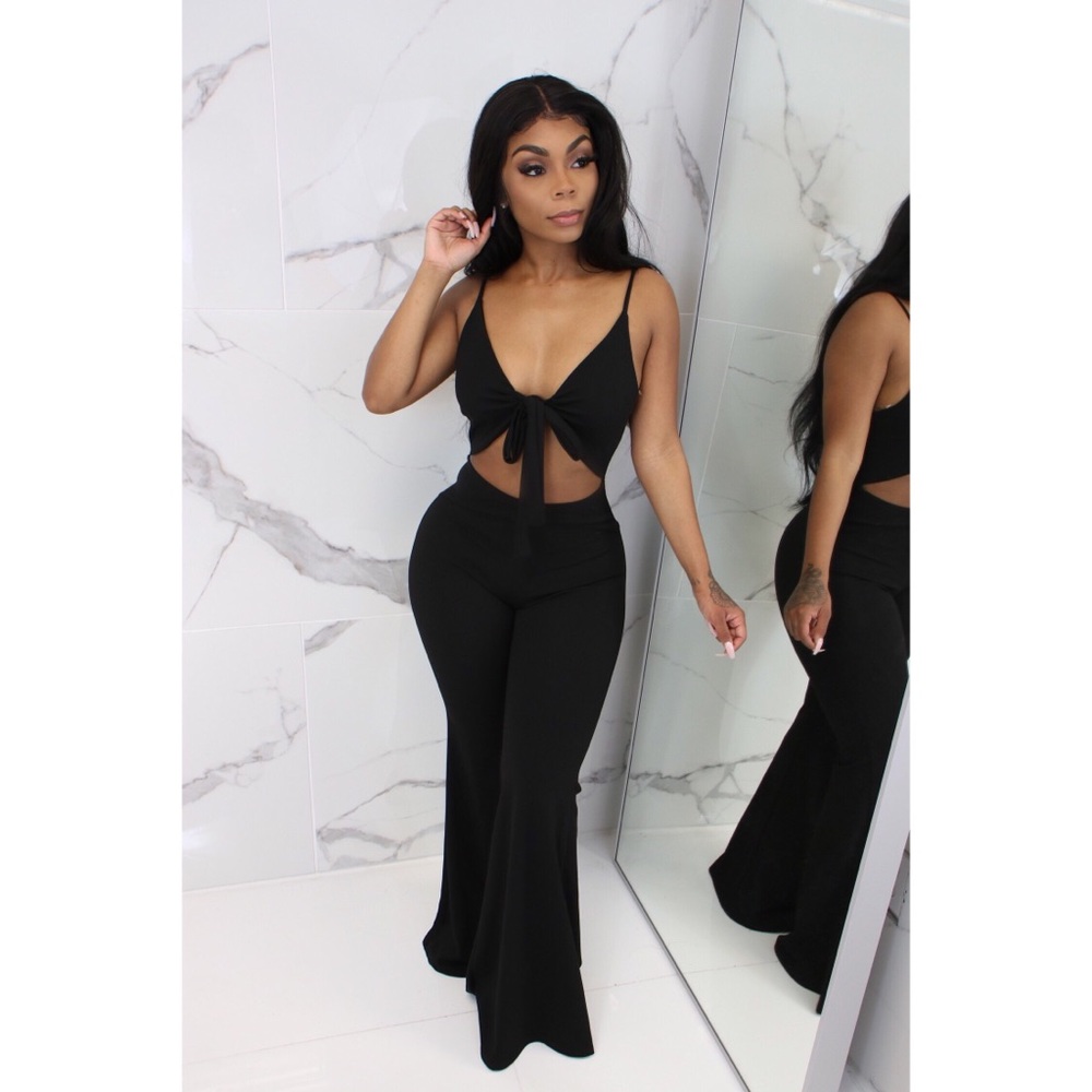 Front Knot Cutout Jumpsuit